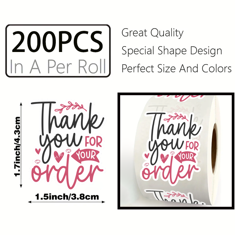 200Piece/roll  Thank You for Y - Sticker Label Roll ulasan dan harga